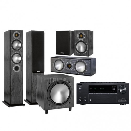 Комплект домашнего кинотеатра Onkyo TX-NR686 black + Monitor Audio Bronze 5 + Bronze 1 + Bronze Centre + Bronze W10 black oak