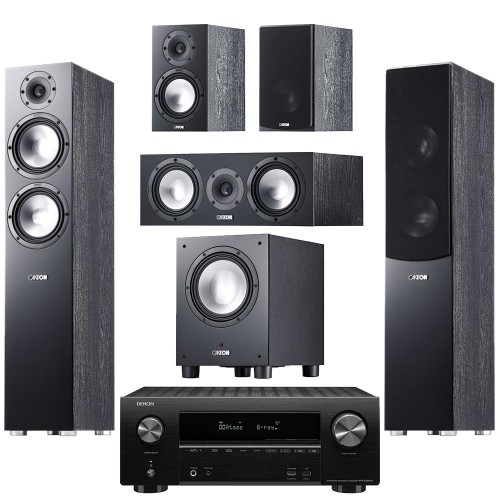 Комплект домашнего кинотеатра Canton GLE Set 5.1 (476.2+426.2+456.2+Sub 8.4) black + Denon AVR-X2600H black