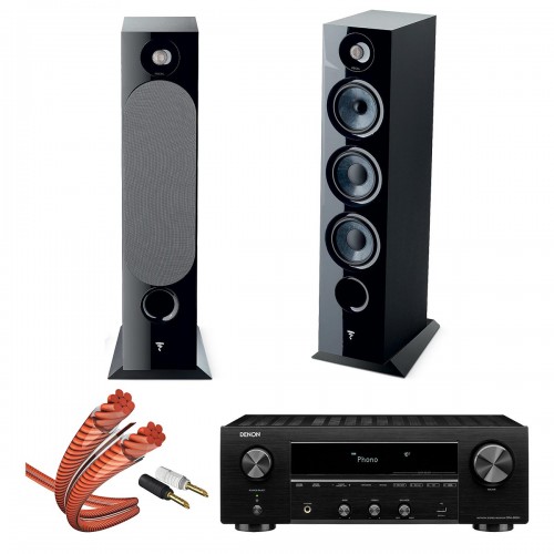 Стереокомплект Focal Chora 826 black + Denon DRA 800H black + In-Akustik 00604S033, 2.5м