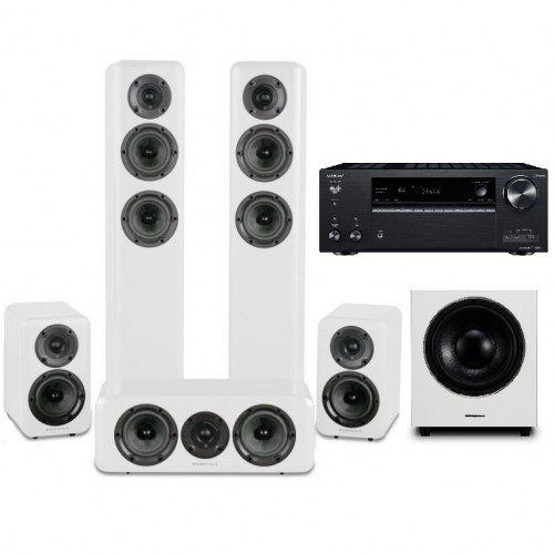 Комплект домашнего кинотеатра Onkyo TX-NR686 black + Wharfedale Diamond 330 + 310 + 300C + WH-D10 White