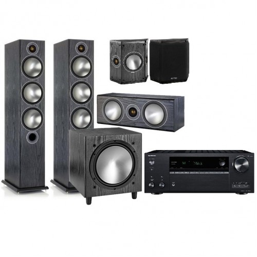 Комплект домашнего кинотеатра Onkyo TX-NR686 black + Monitor Audio Bronze 6 + Bronze Centre + Bronze FX + Bronze W10 black oak